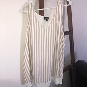 Plus Size 3x Dressy Gray Striped Tank Top Torrid Cream Flowy Shirt White NWT